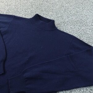 Cashmere Sweater Mens M Blue Mock Neck Knit Pullover Sweatshirt Soft Warm Cozy